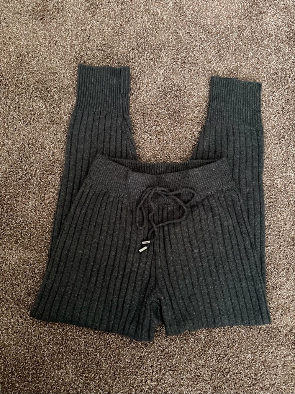 Free People Black Ribbed Knit Lounge Pants